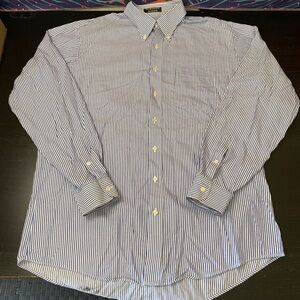 Kirkland Signature Blue and White Stripe Button-Down Dress Shirt